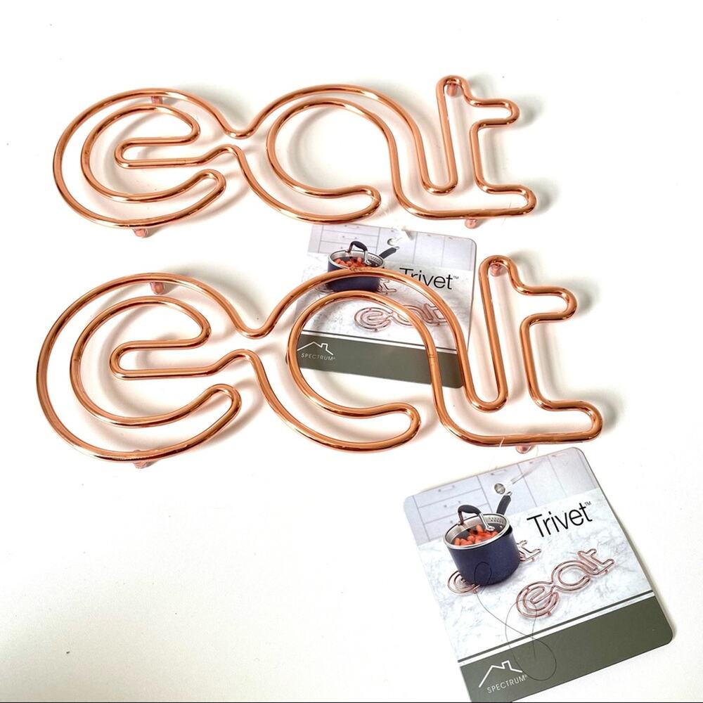 Spectrum Set of Two Copper Color Metal Eat Trivets NWTS